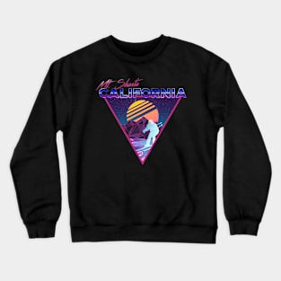 Retro Vaporwave Ski Mountain | Mt. Shasta California | Shirts, Stickers, and More! Crewneck Sweatshirt